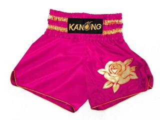 Kanong Retro Boxing Shorts for Womens : KNSWO-403-Dark Pink Rose